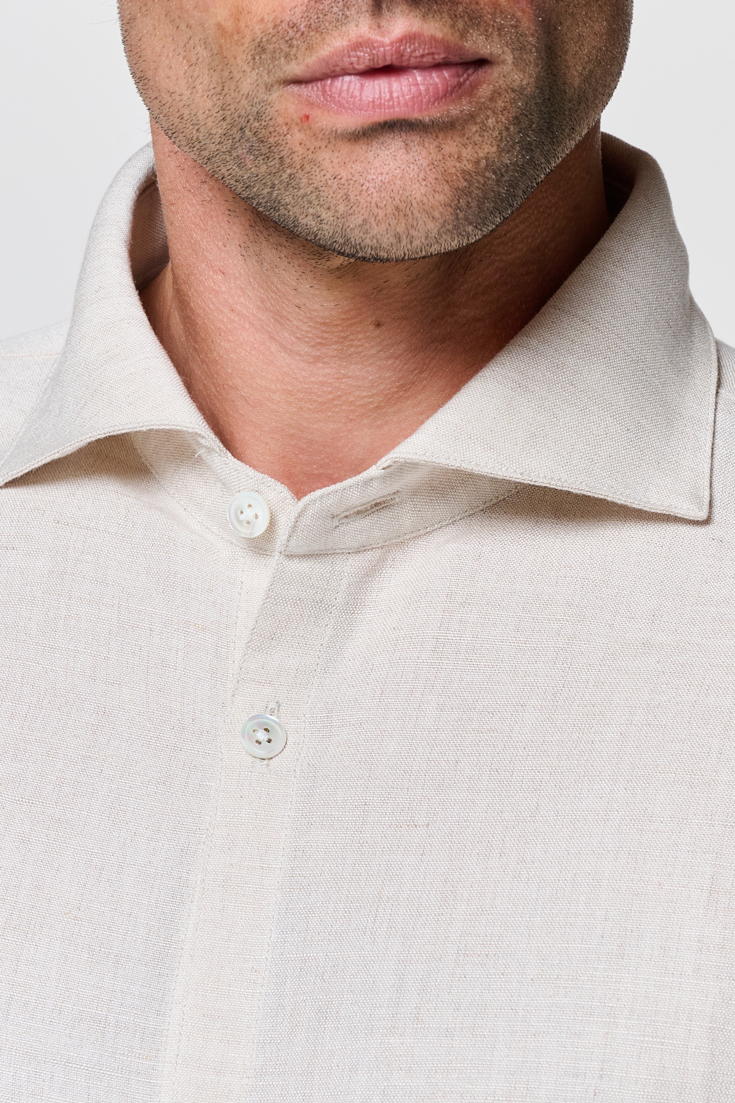 Emilio Cutaway Collar Linen-viscose Shirt