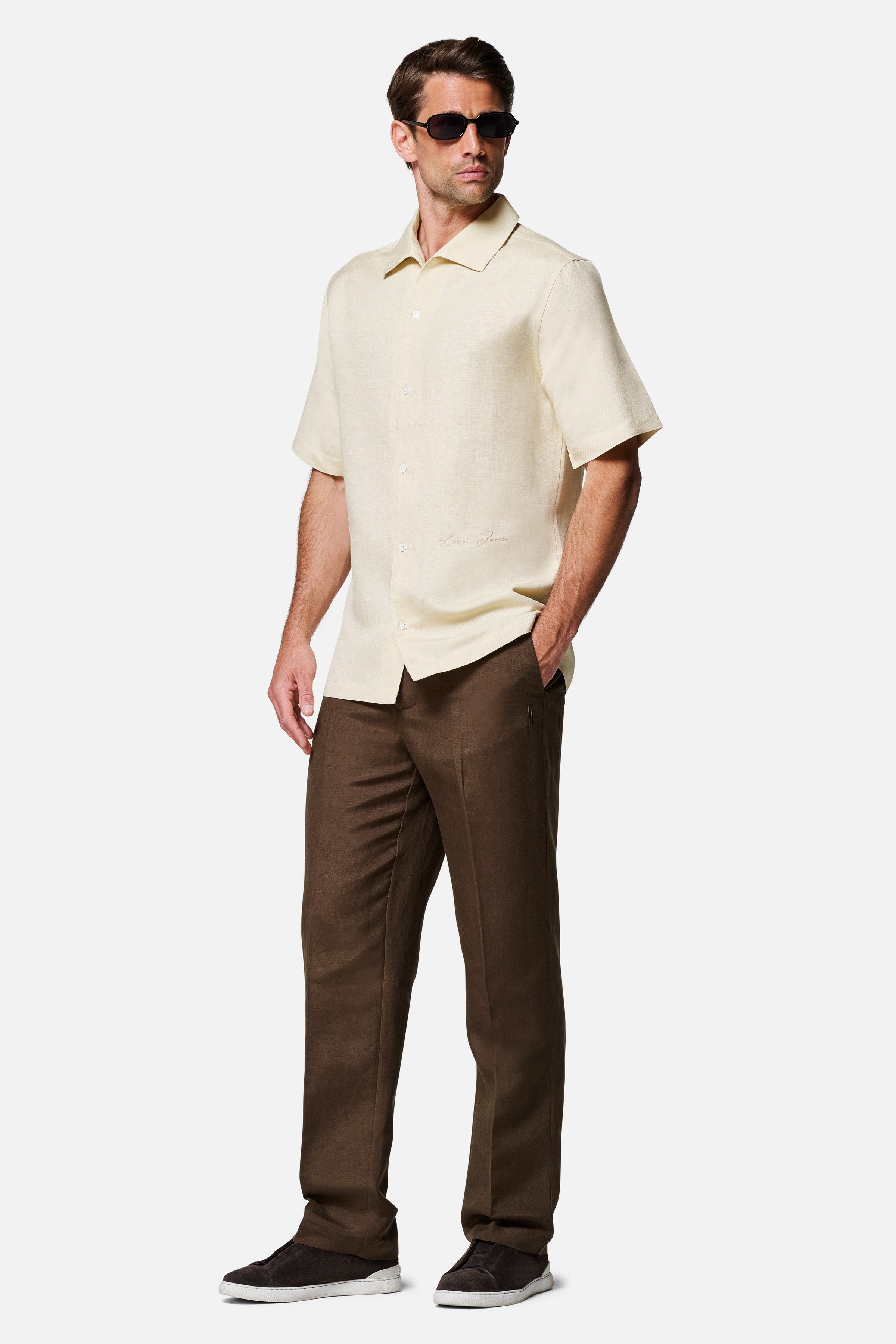 Fabio Linen Viscose Short-Sleeve Shirt