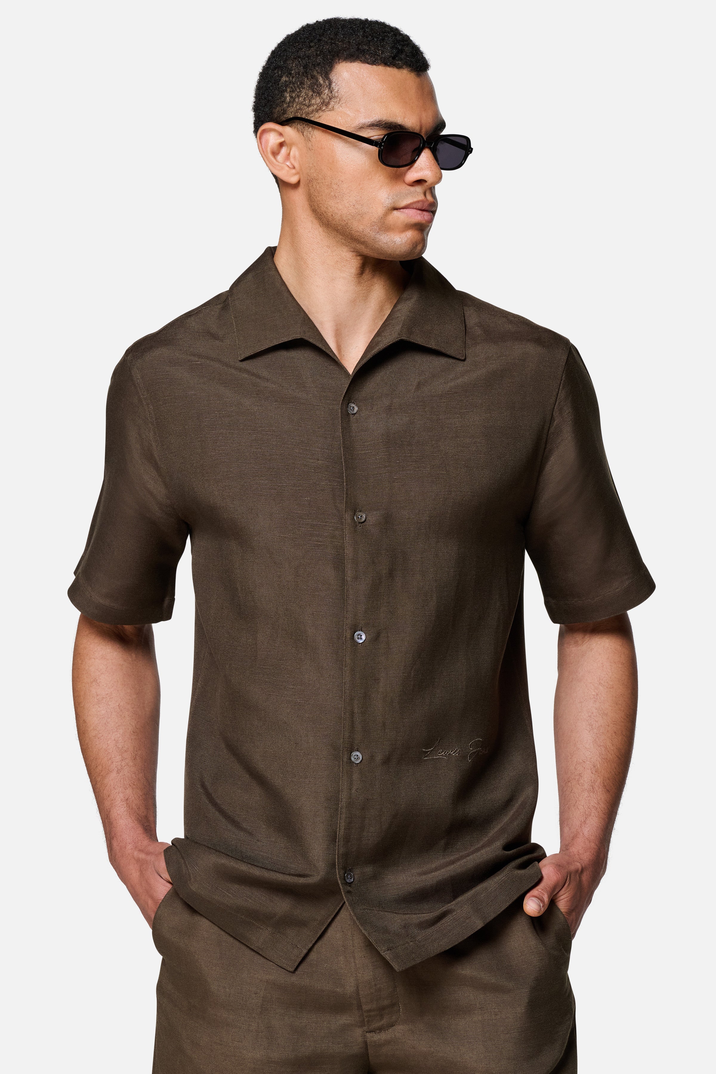 Fabio Linen Viscose Short-Sleeve Shirt