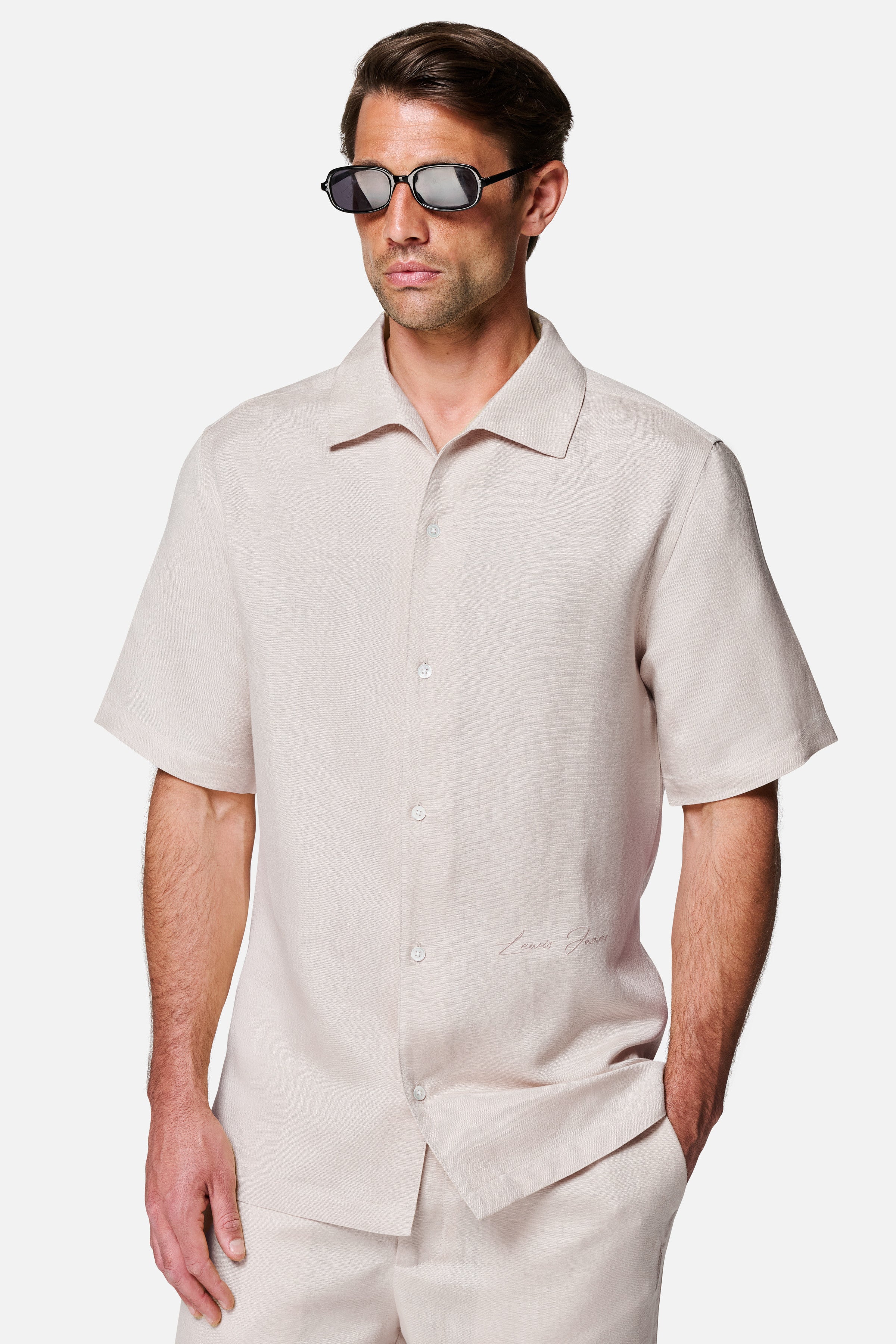 Fabio Linen Viscose Short-Sleeve Shirt