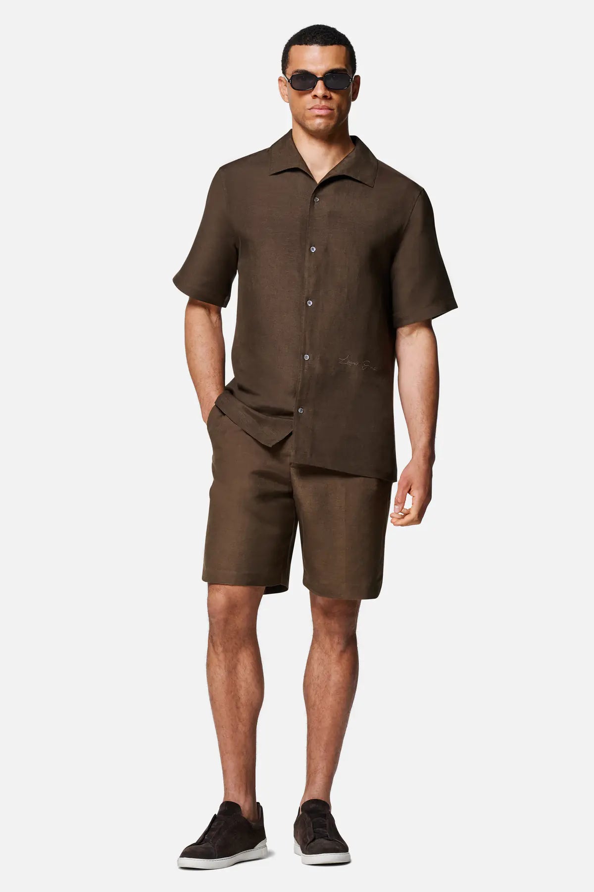 Fabio Linen Viscose Short-Sleeve Shirt