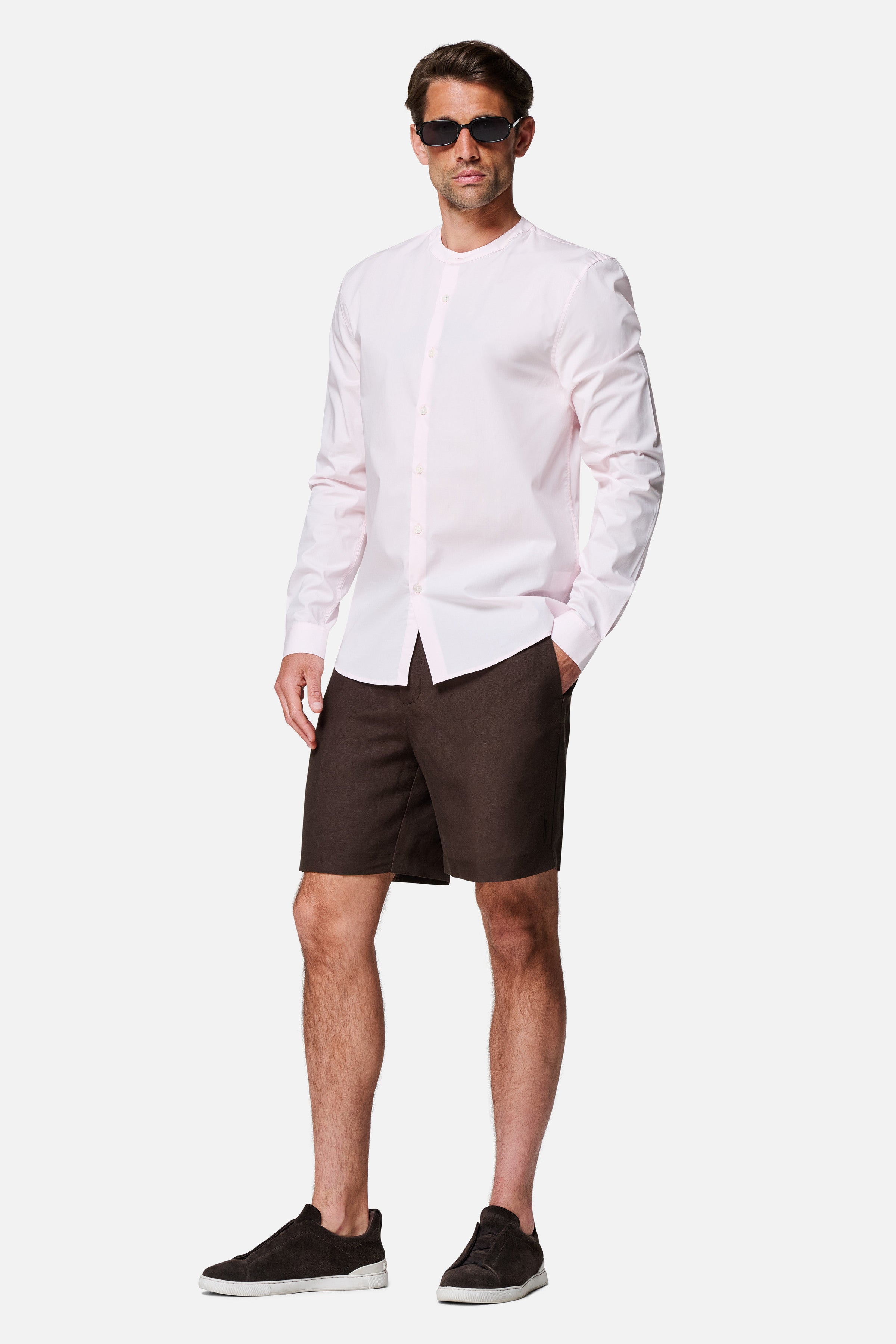 Regent Poplin Grandad-Collar Shirt