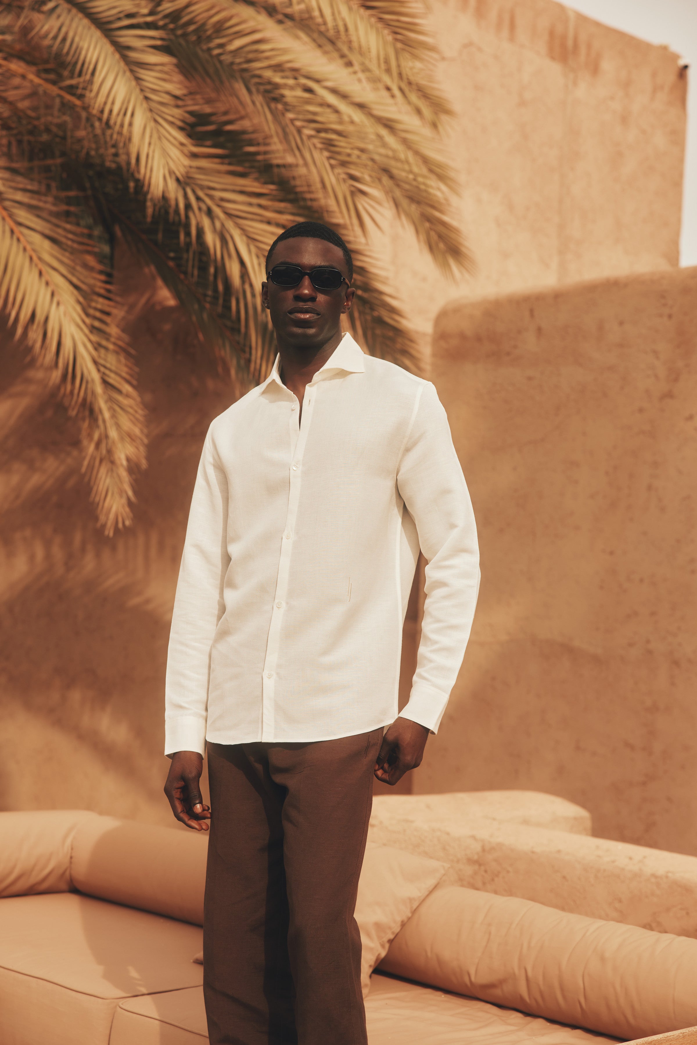 Emilio Cutaway Collar Linen-viscose Shirt