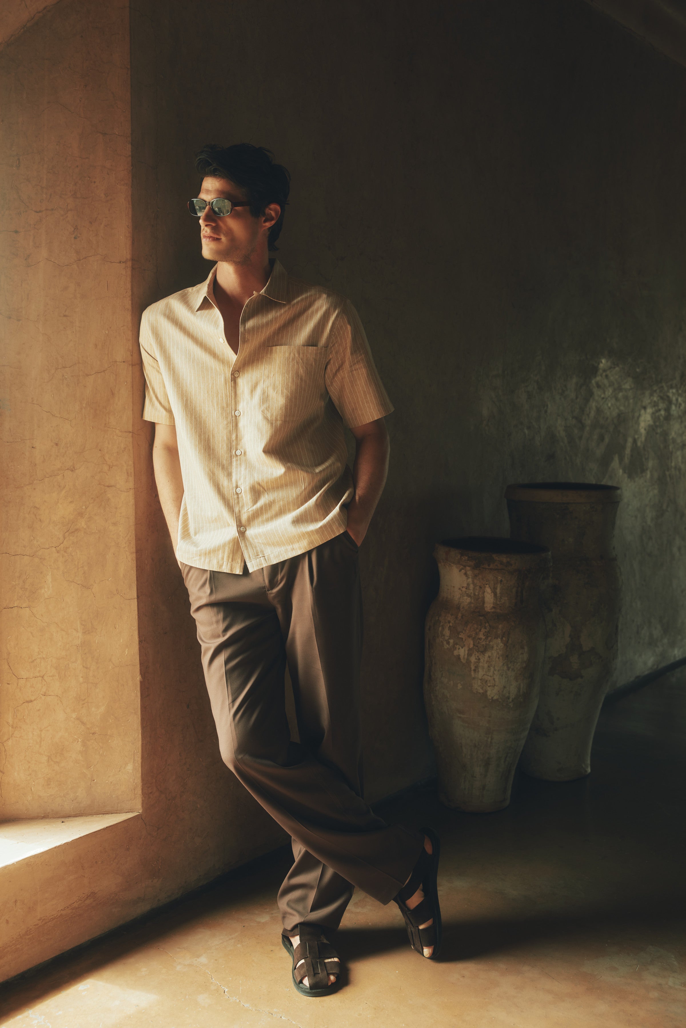 Villa Pinstripe Embroidered Shirt