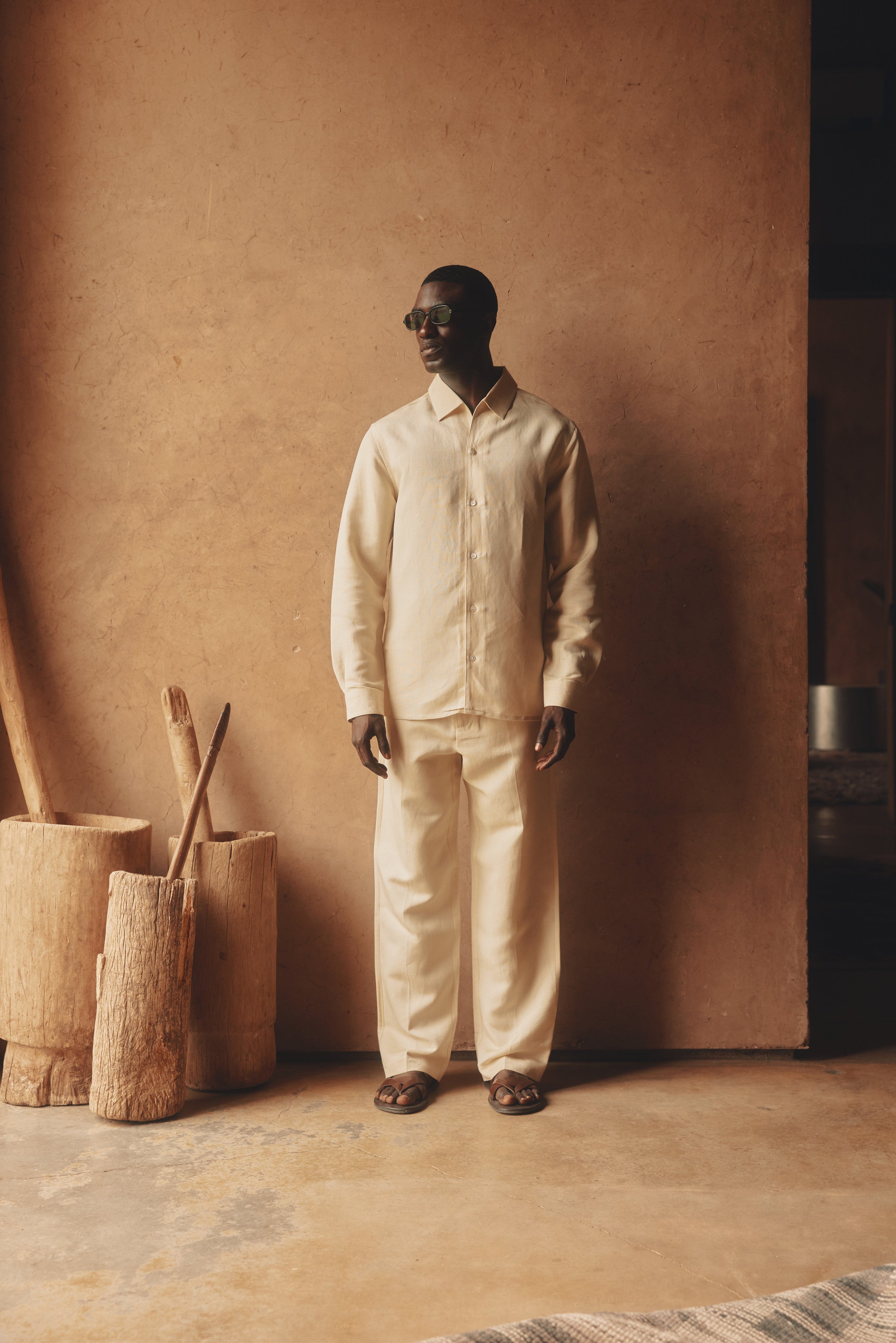 Emilio Cutaway Collar Linen-viscose Shirt
