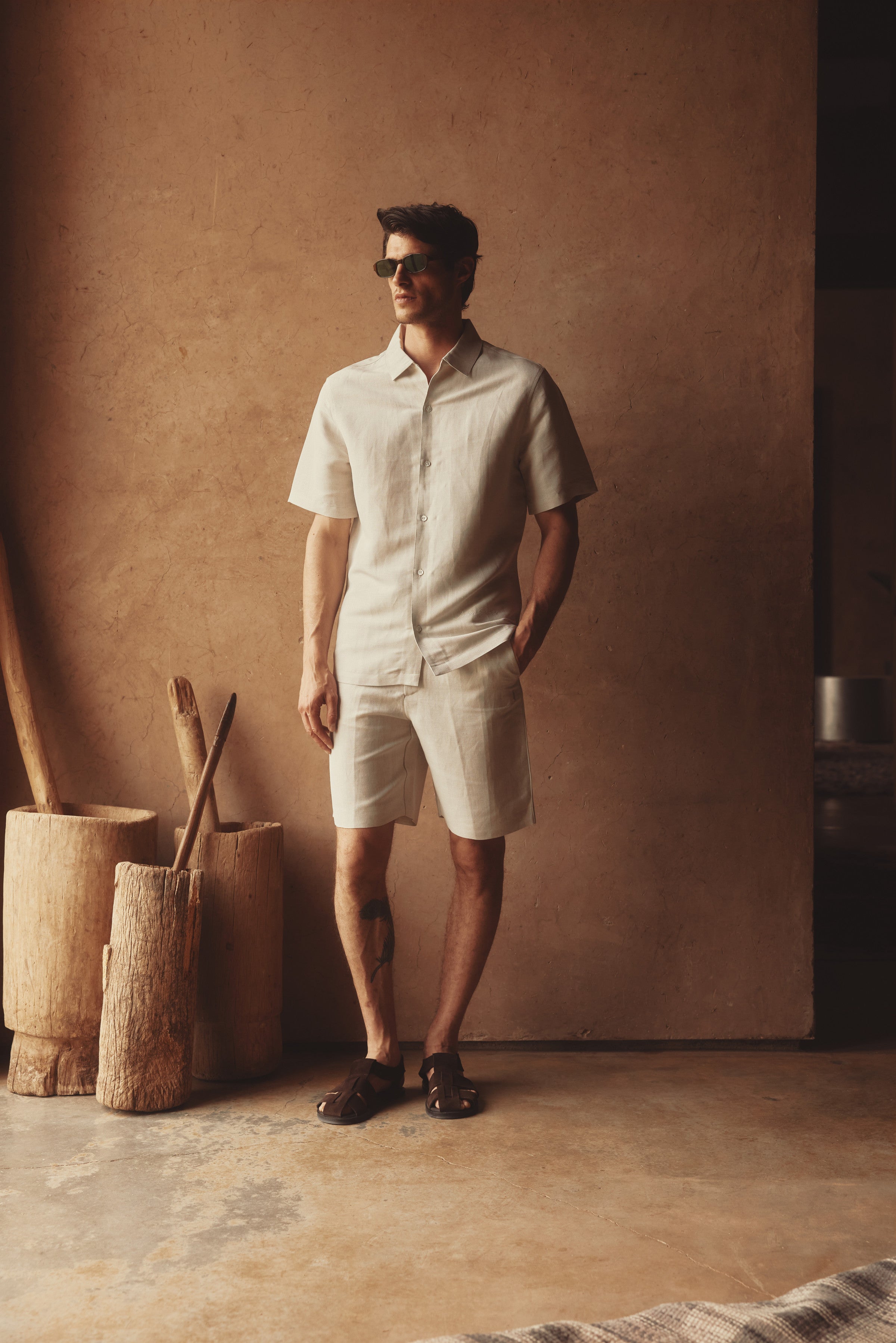 Fabio Linen Viscose Short-Sleeve Shirt