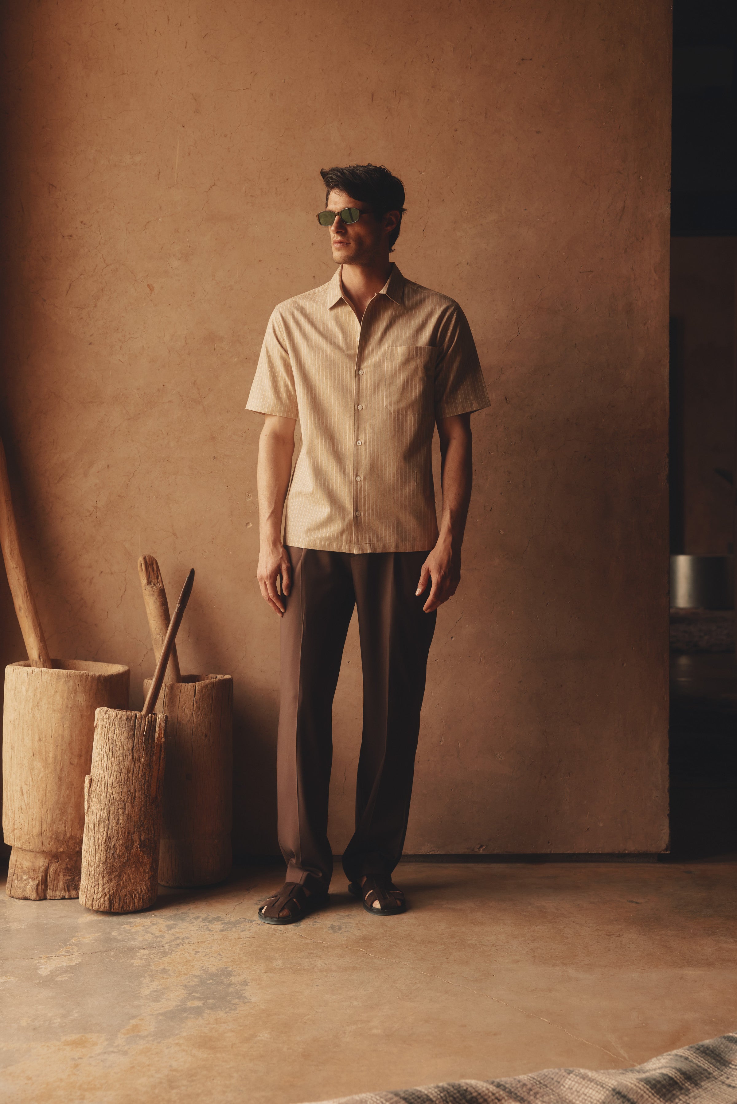 Villa Pinstripe Embroidered Shirt