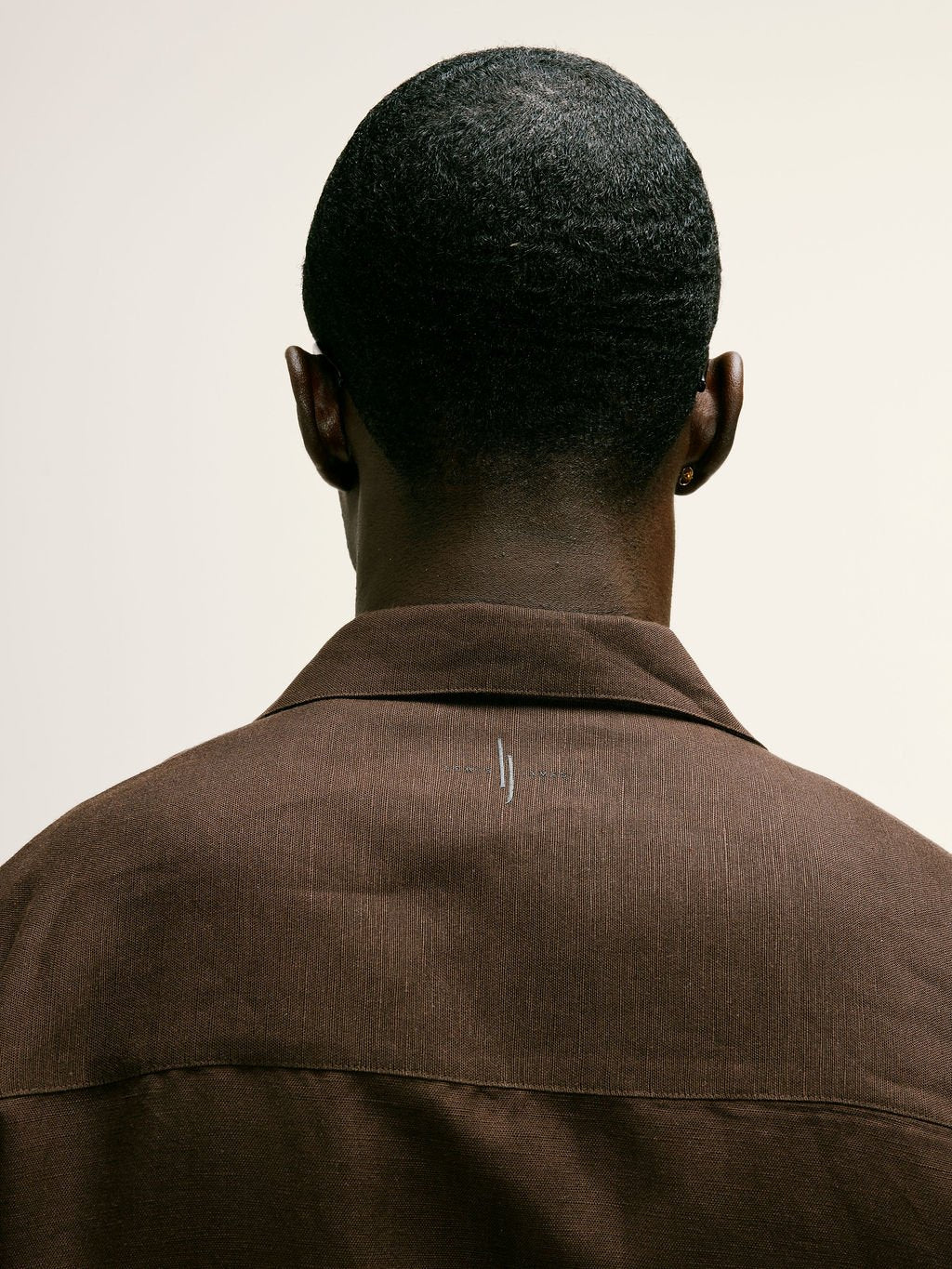 Long - Sleeve Linen - Viscose Safari Shirt in Dark Brown - Lewis James