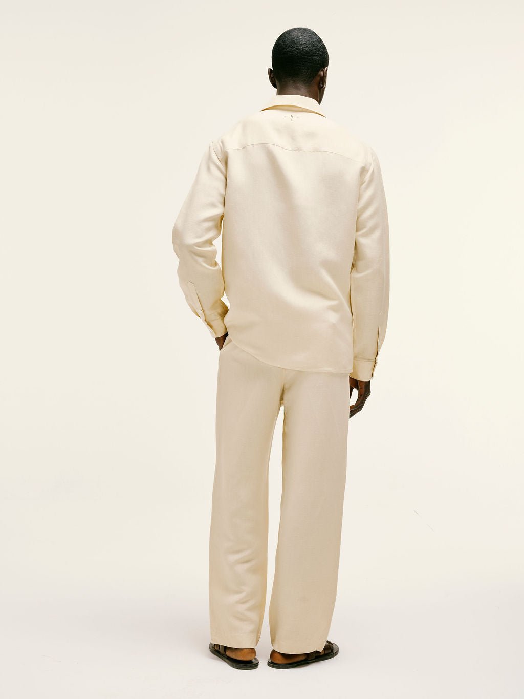 Long - Sleeve Linen - Viscose Shirt In Bleached Sand - Lewis James