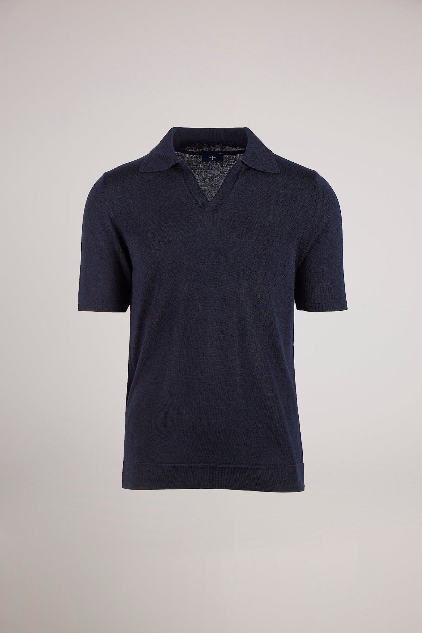 Navy Knitted Polo Shirt - Lewis James