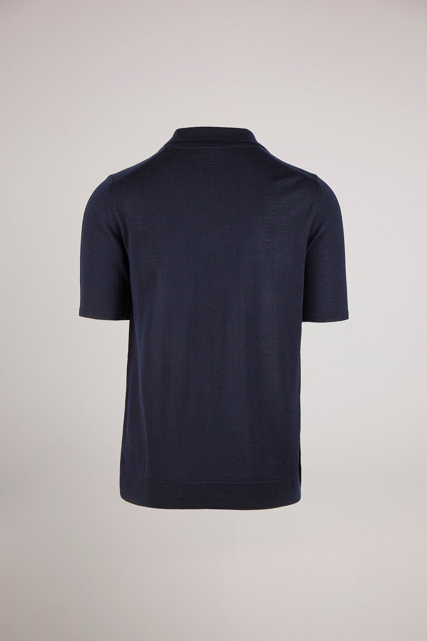 Navy Knitted Polo Shirt - Lewis James