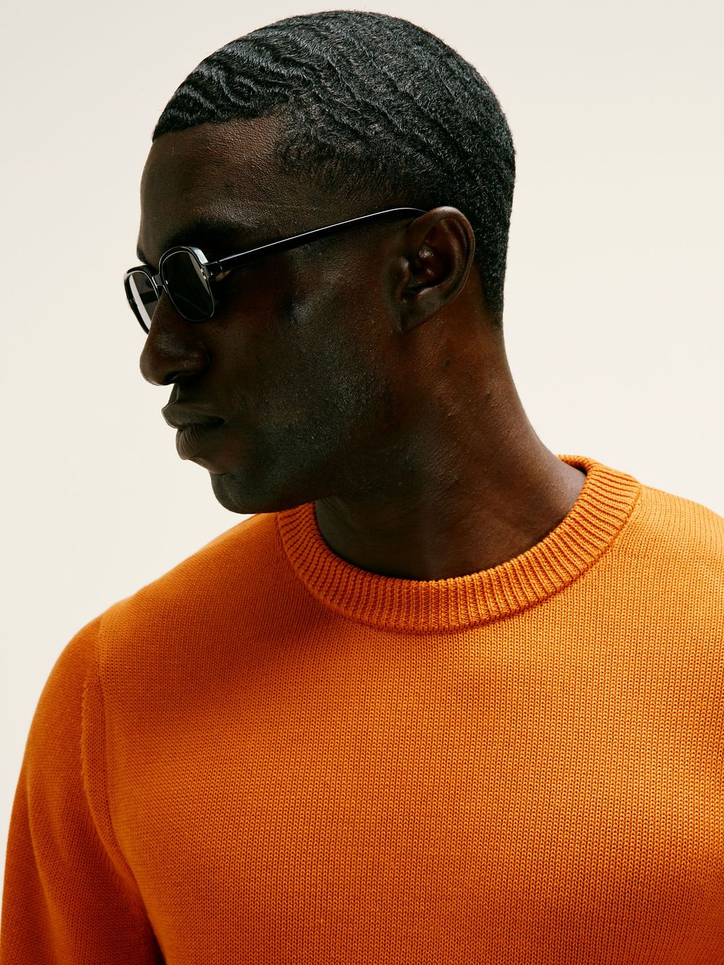 Organic Cotton - Silk Knitted Crewneck in Orange - Lewis James