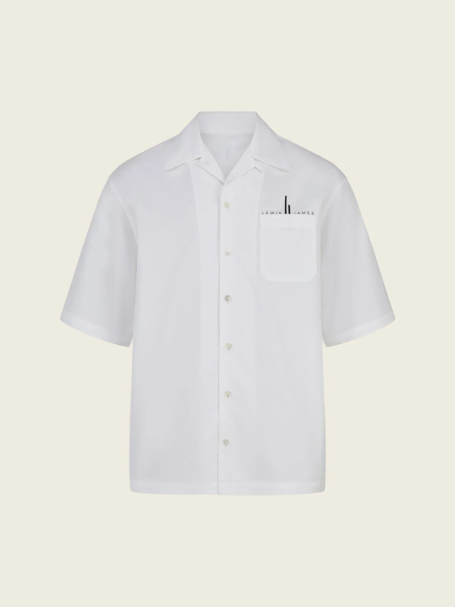 Oversized Bowling Shirt with hidden pocket Logo in White - Lewis James