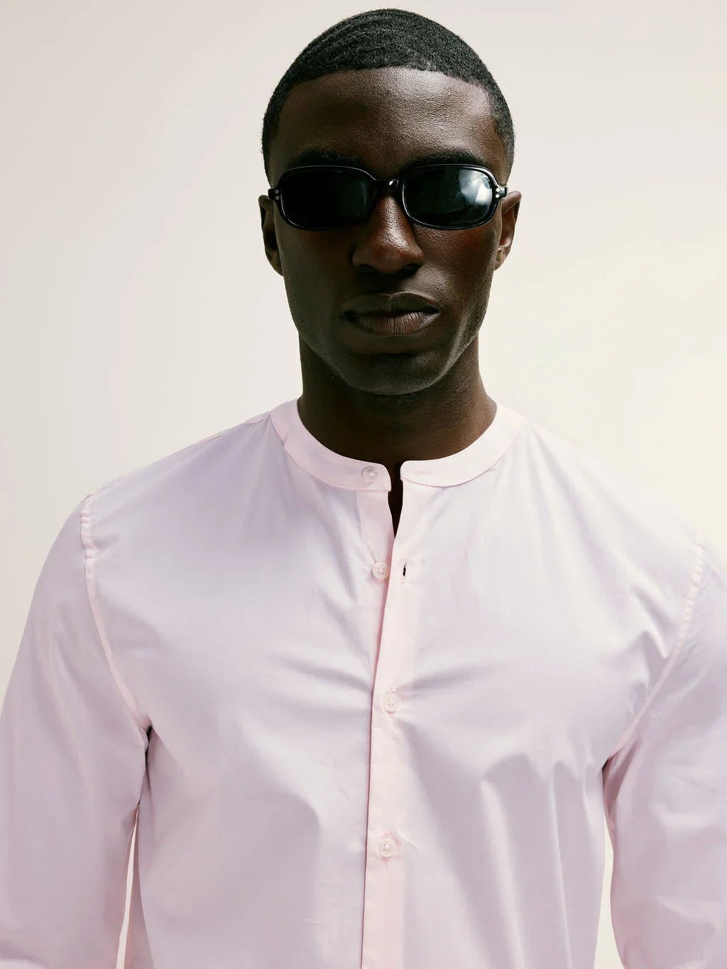 Regent Poplin Grandad - Collar Shirt in dusty pink - Lewis James