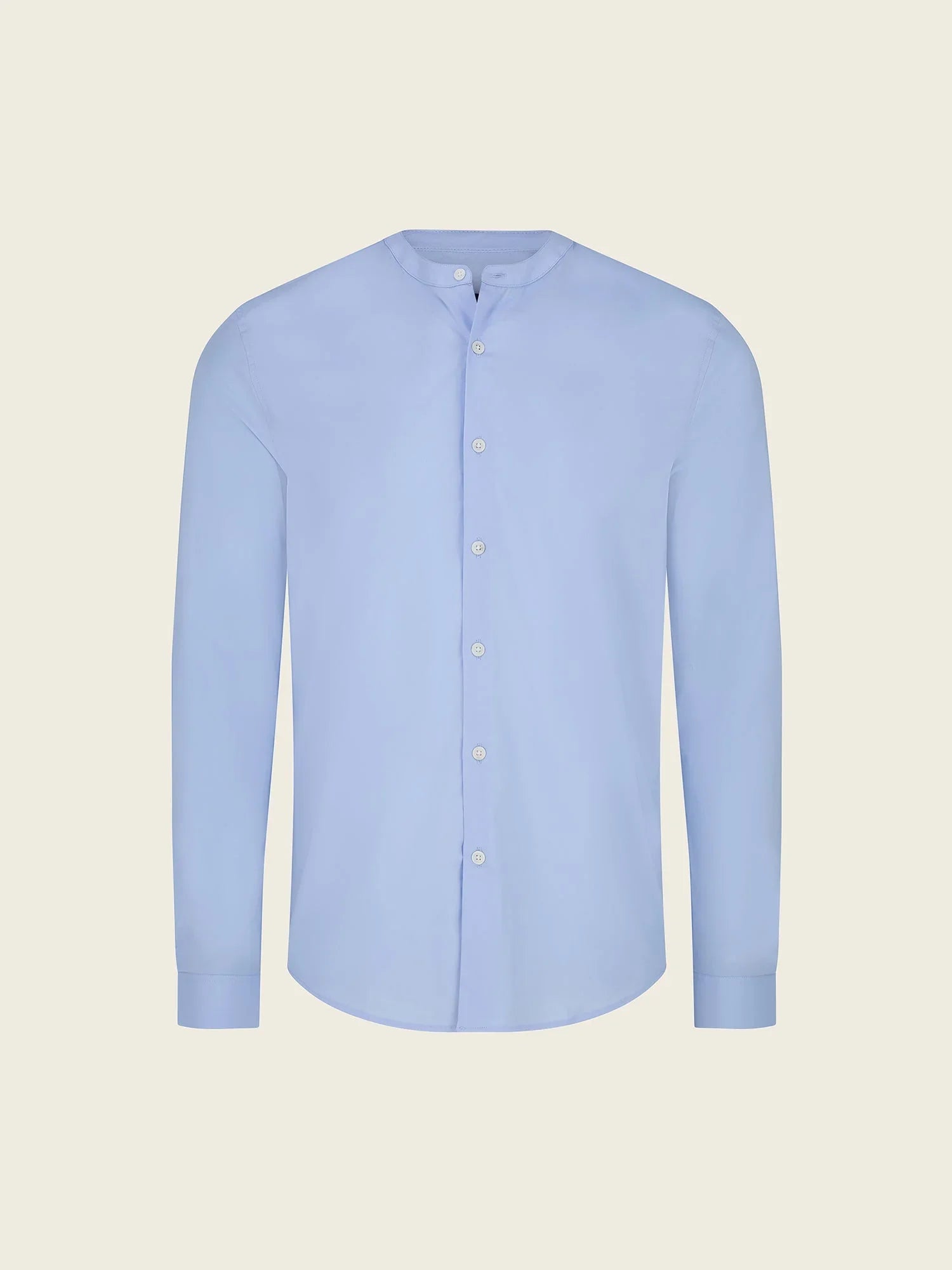 Regent Poplin Grandad Collar Shirt in Sky Blue - Lewis James