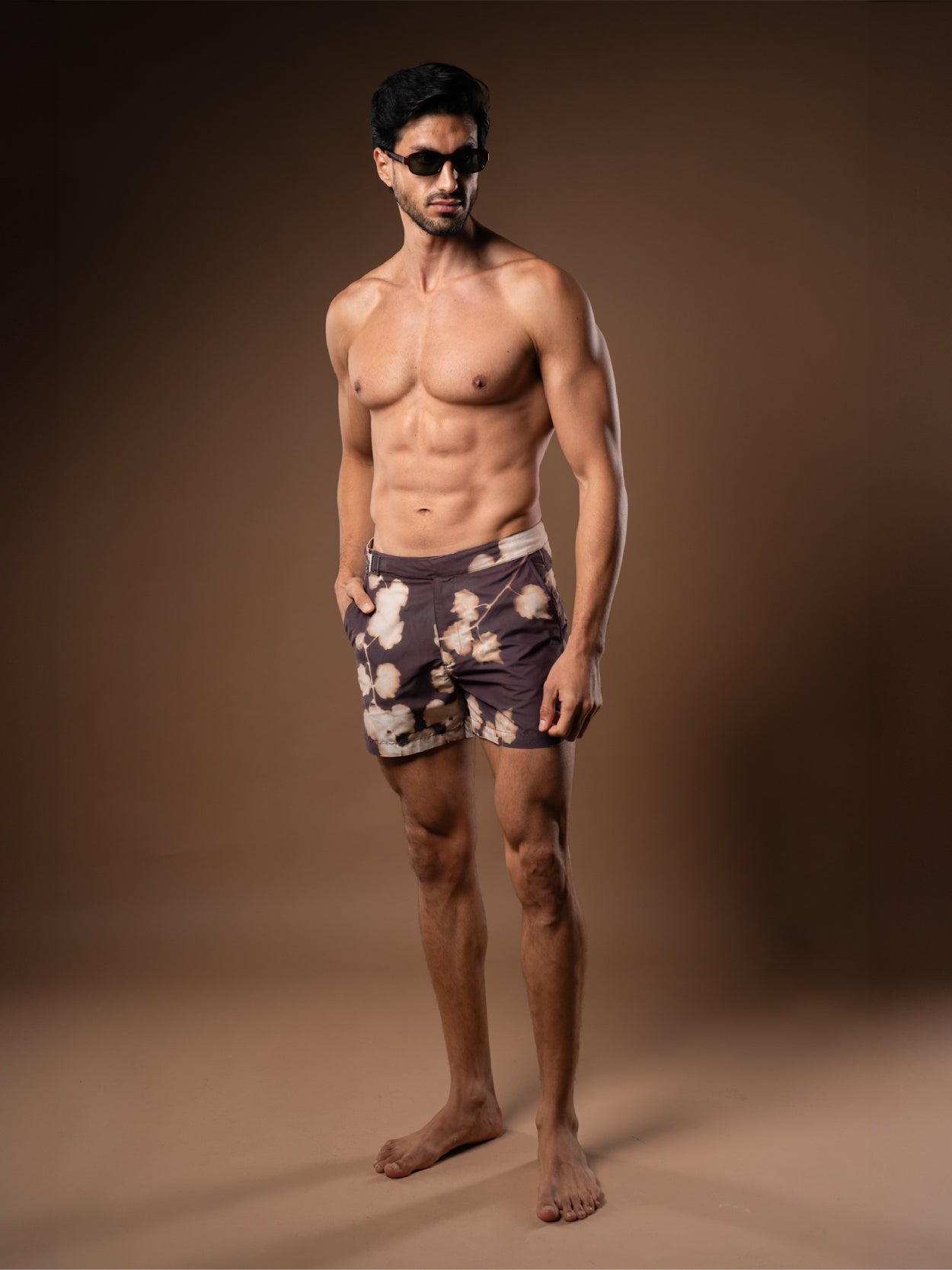 Brown Branch Print Smart Original Swimshorts