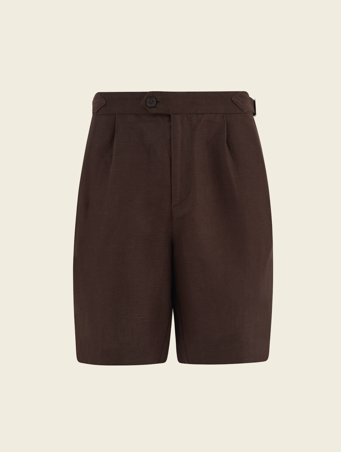 Smart Pleated Linen Blend Shorts in Brown - Lewis James