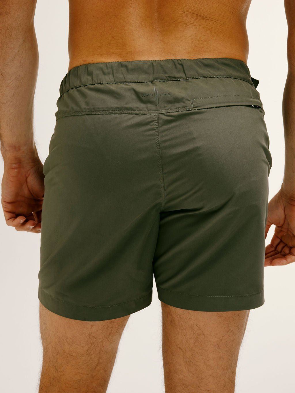 Stain - Resistant Half Elasticated Smart Swim Short in Khaki - Lewis James
