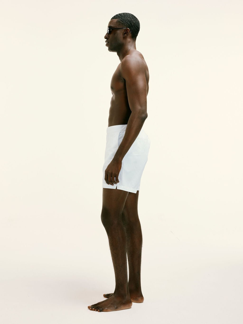 Stain - Resistant Half Elasticated Smart Swim Short in White - Lewis James