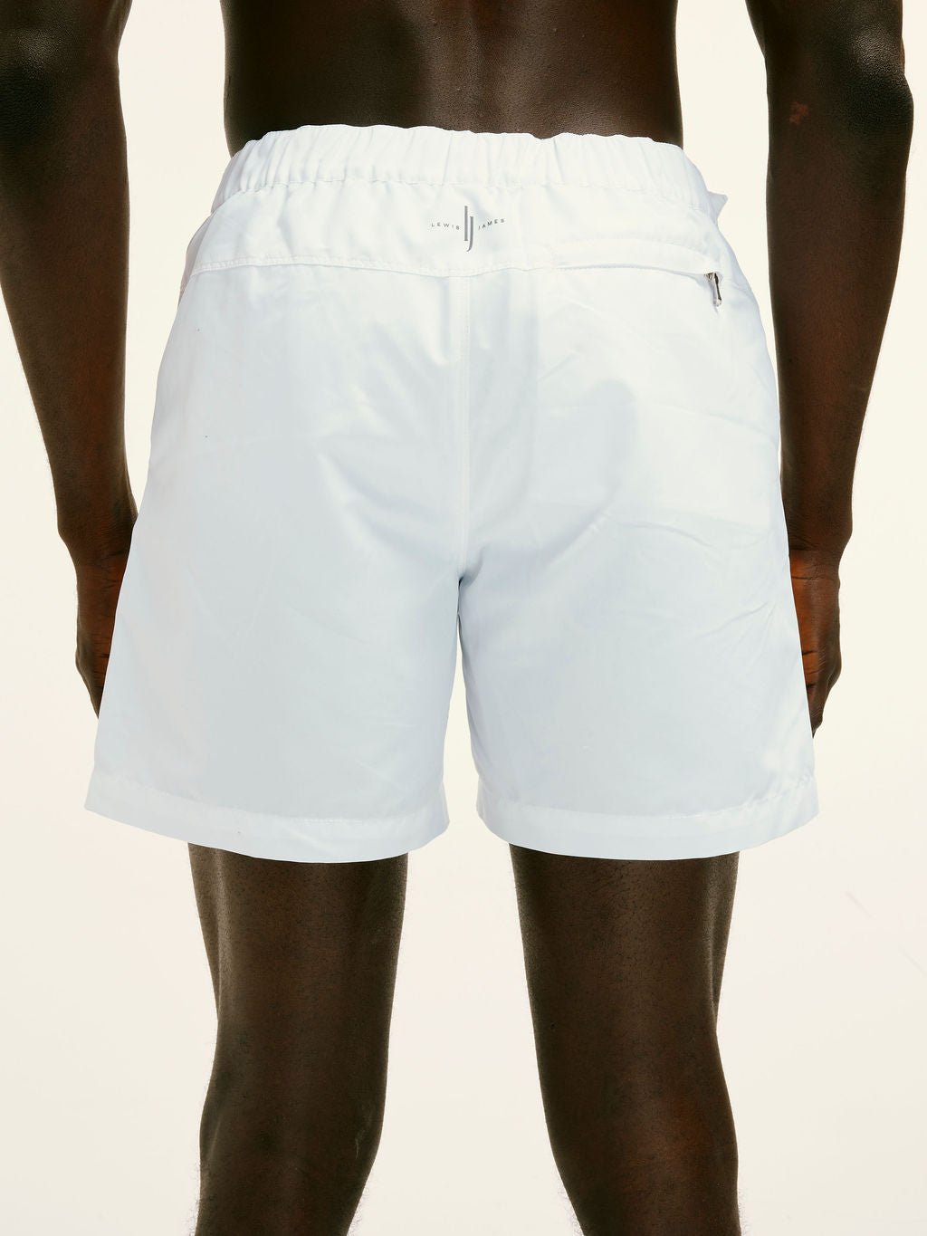 Stain - Resistant Half Elasticated Smart Swim Short in White - Lewis James