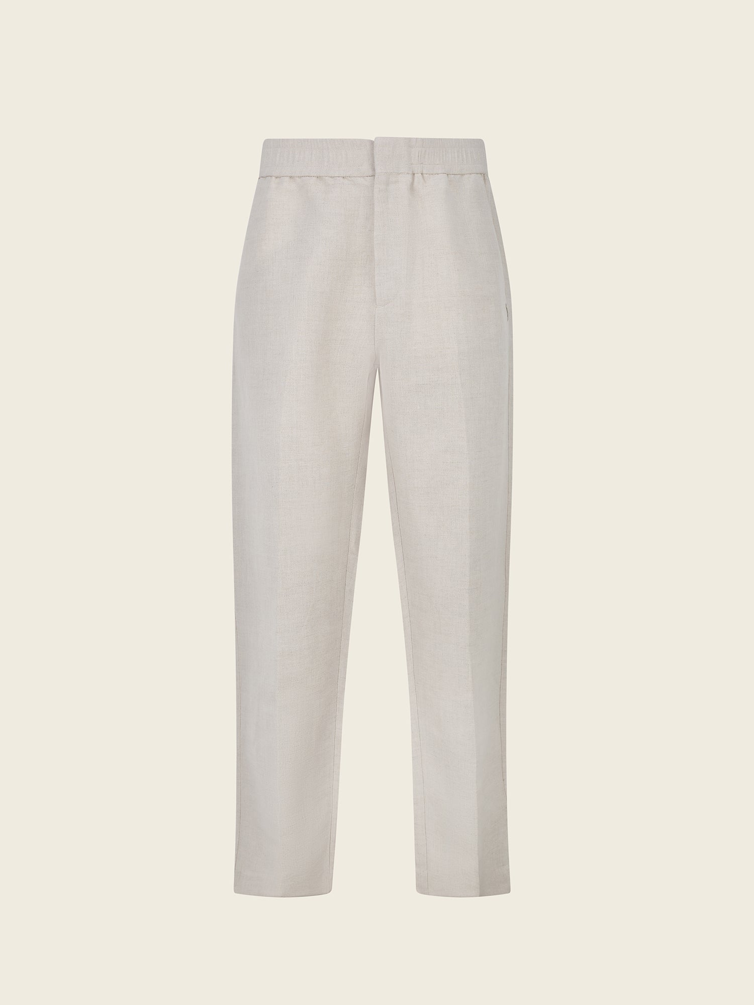 Straight - Fit Linen - Viscose Trousers in Natural Taupe - Lewis James