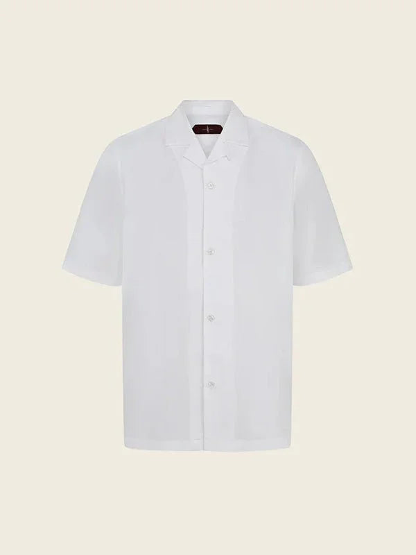 Tailored LJ Embroidered Shirt in White - Lewis James