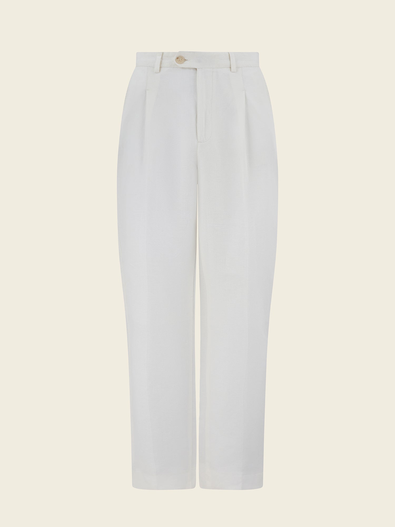 Tailored Smart Pleated Linen - Viscose Trousers in White - Lewis James
