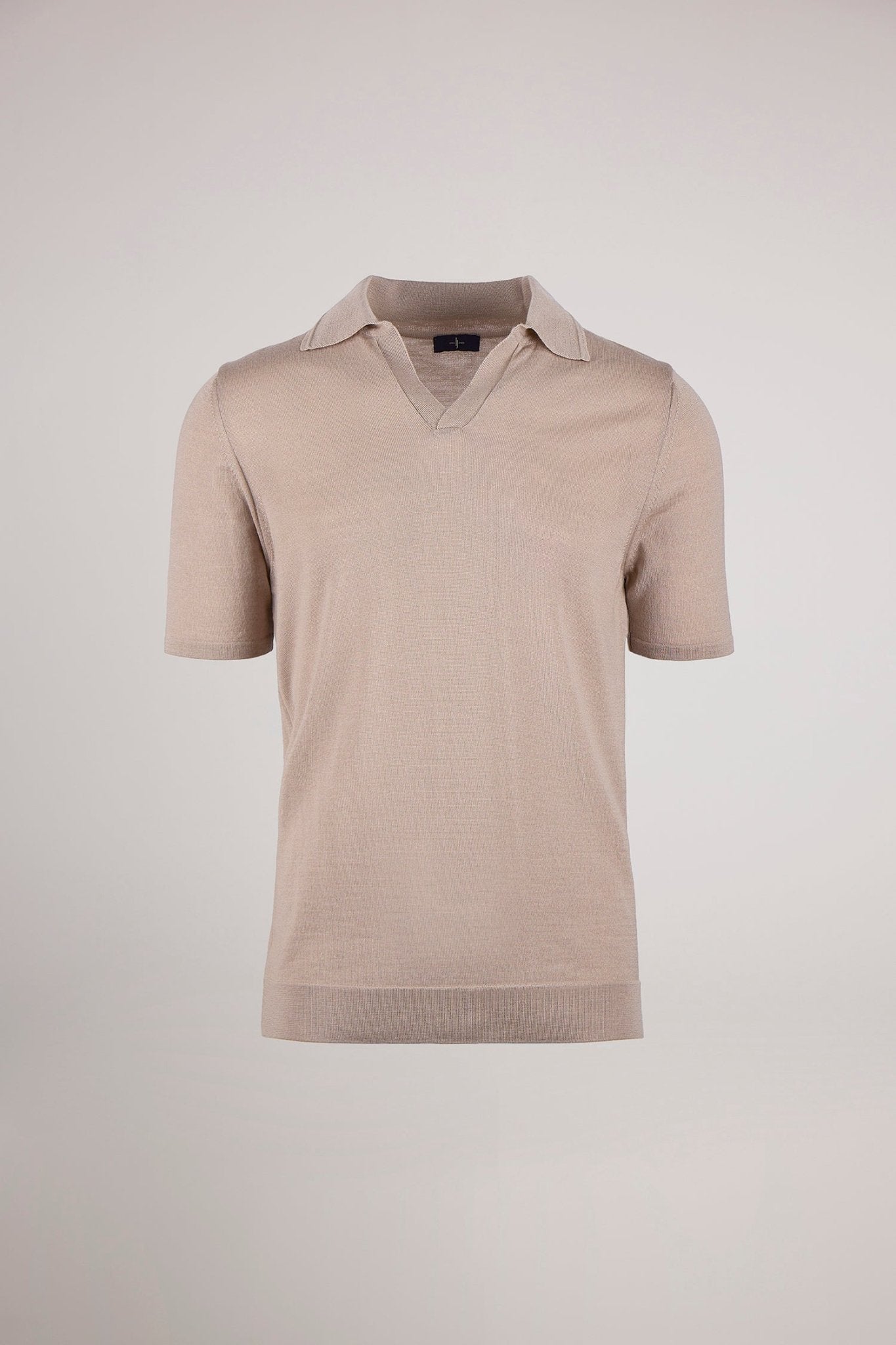 Taupe Knitted Polo Shirt - Lewis James