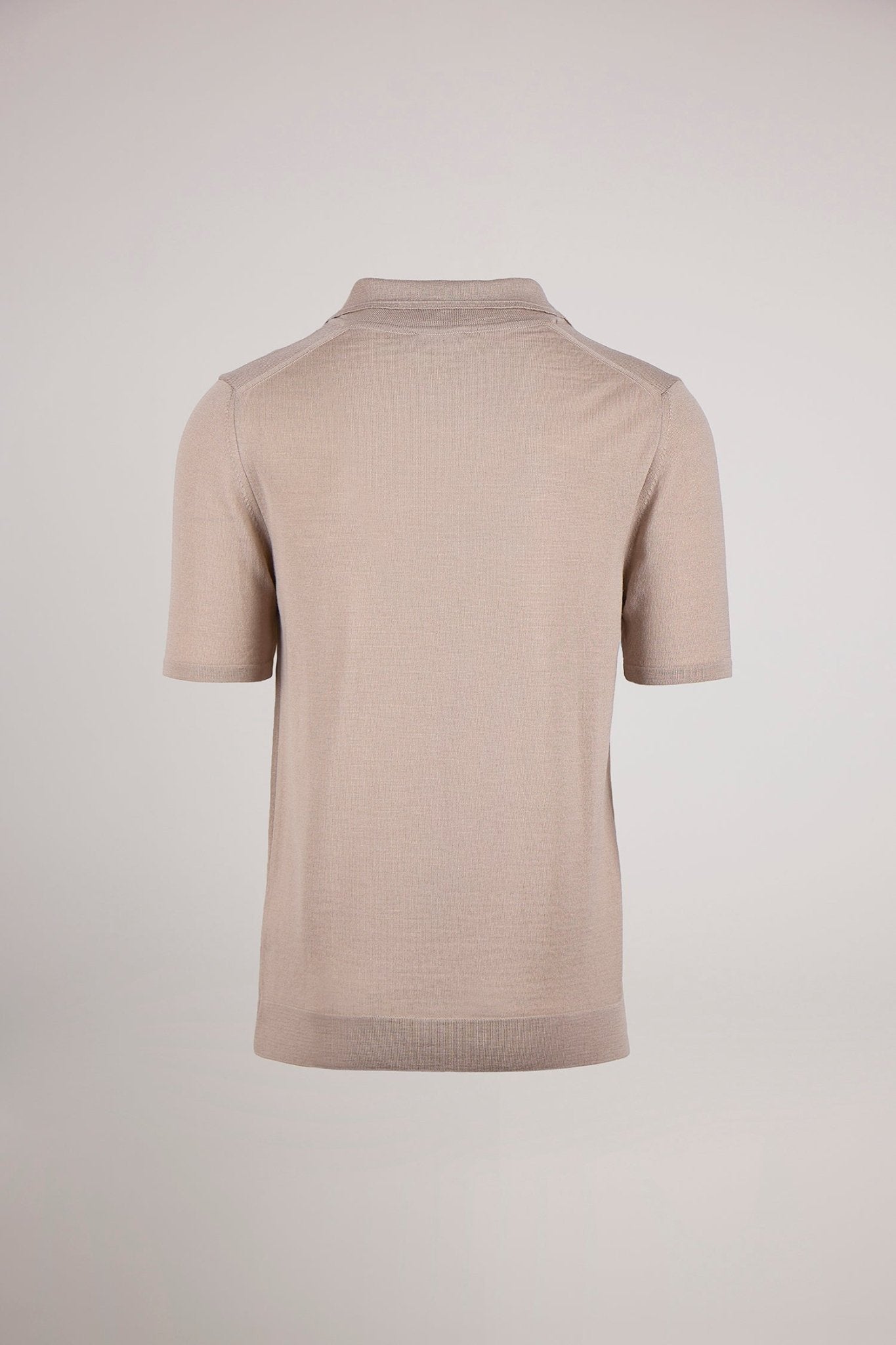 Taupe Knitted Polo Shirt - Lewis James