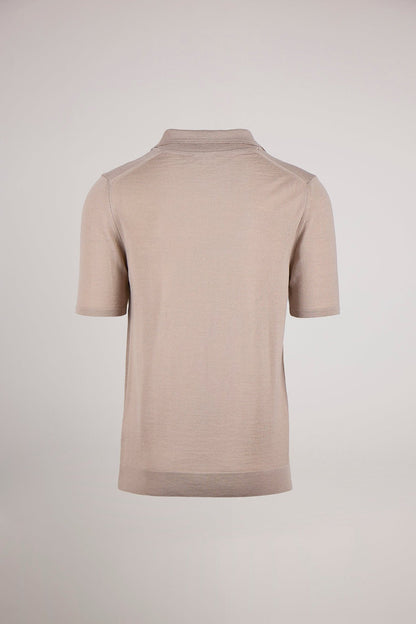 Taupe Knitted Polo Shirt - Lewis James