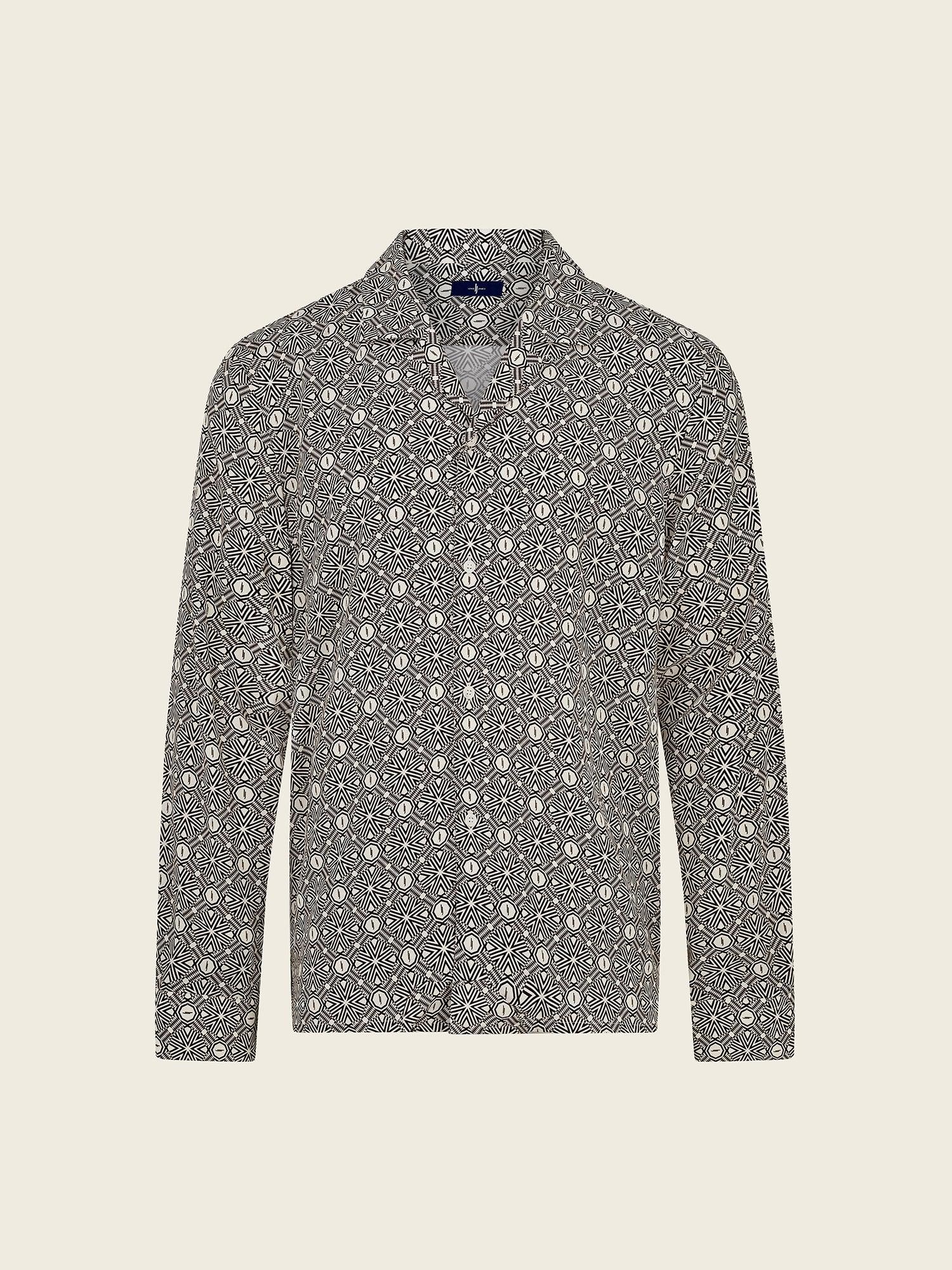 Verona Jacquard Viscose Shirt in Brown - Lewis James