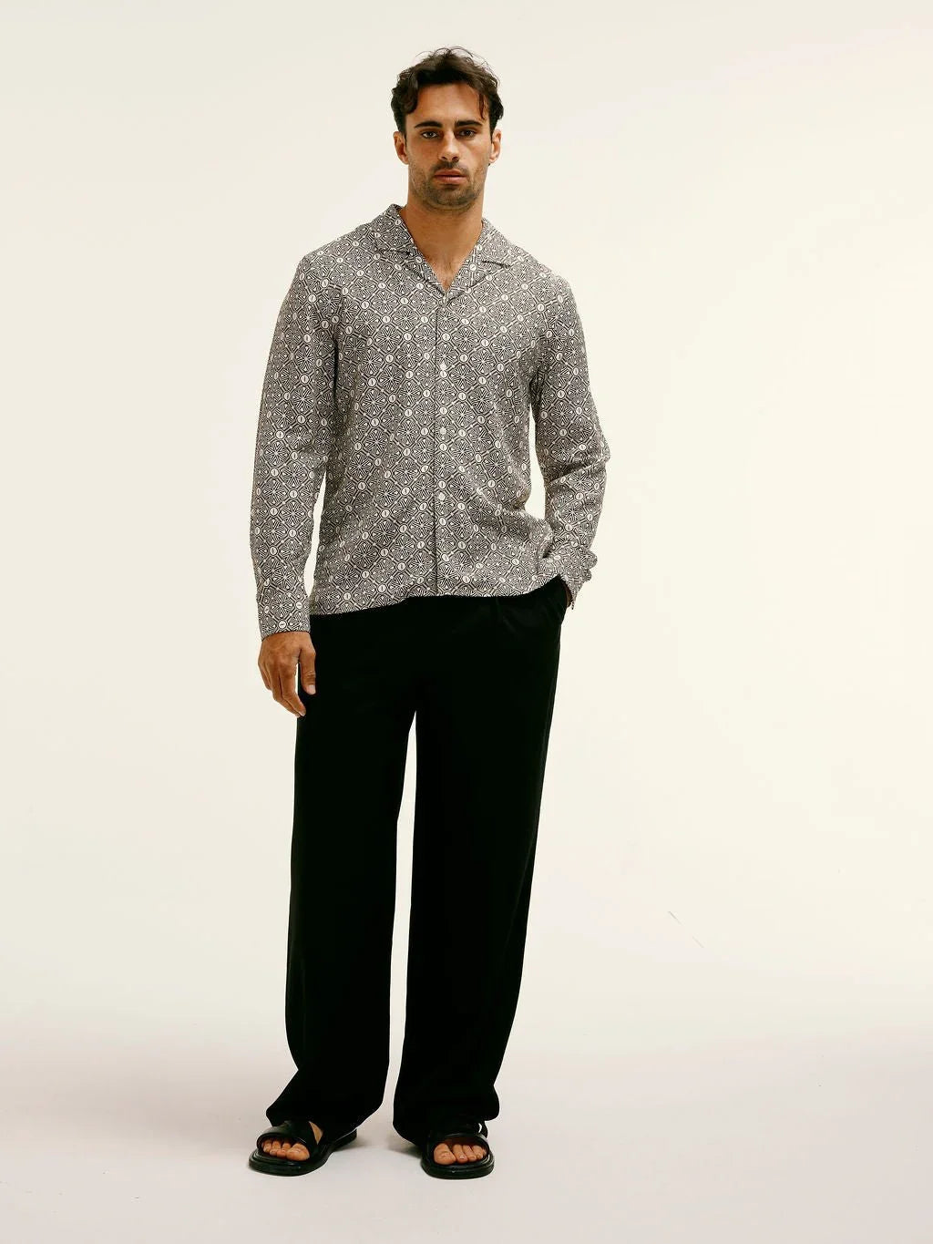Verona Jacquard Viscose Shirt in Brown - Lewis James