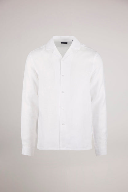White Arista Linen Shirt - Lewis James